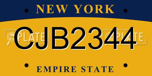 CJB2344 New York License Plate
