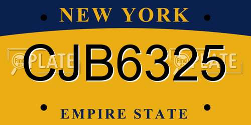 CJB6325 New York License Plate