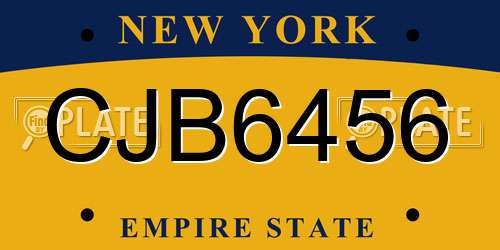 CJB6456 New York License Plate