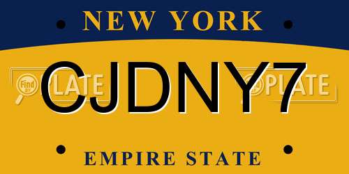 CJDNY7 New York License Plate