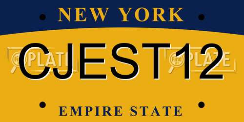 CJEST12 New York License Plate