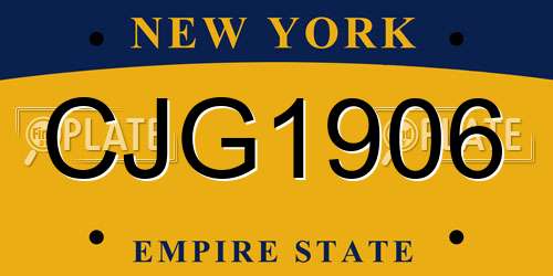 CJG1906 New York License Plate