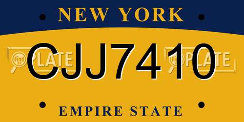 CJJ7410 New York License Plate