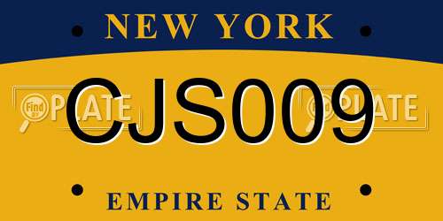 CJS009 New York License Plate