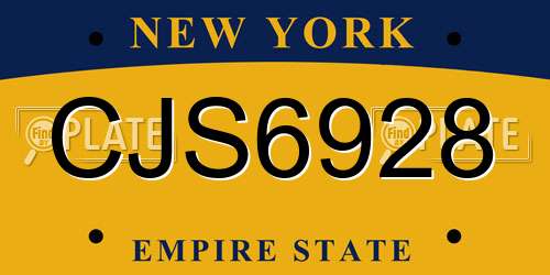 CJS6928 New York License Plate