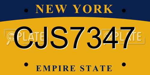 CJS7347 New York License Plate