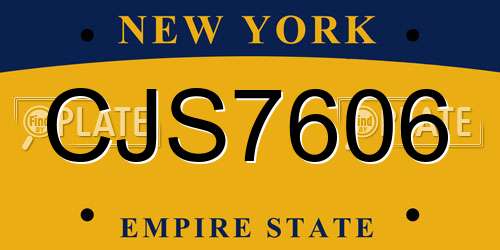 CJS7606 New York License Plate