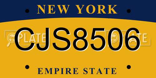 CJS8506 New York License Plate