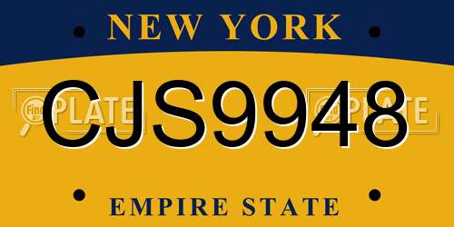 CJS9948 New York License Plate