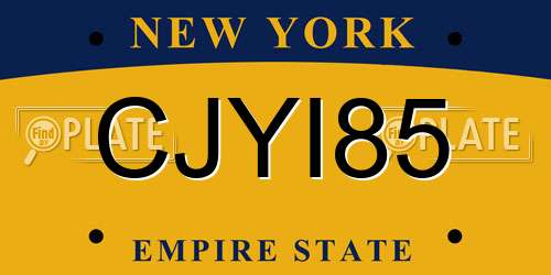 CJYI85 New York License Plate