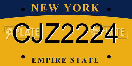 CJZ2224 New York License Plate