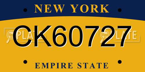 CK60727 New York License Plate