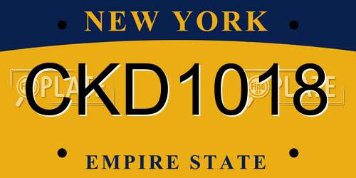 CKD1018 New York License Plate