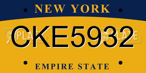CKE5932 New York License Plate