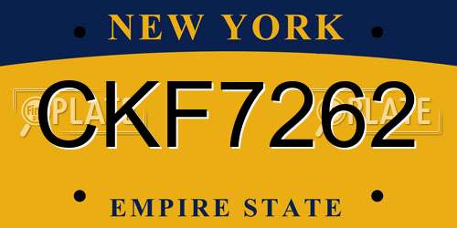 CKF7262 New York License Plate