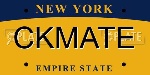 CKMATE New York License Plate