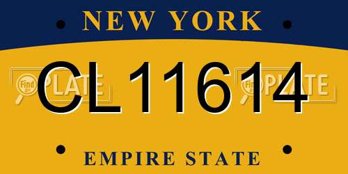 CL11614 New York License Plate