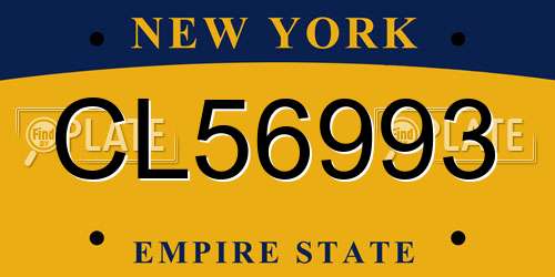 CL56993 New York License Plate