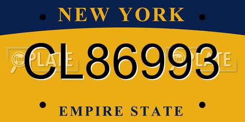 CL86993 New York License Plate
