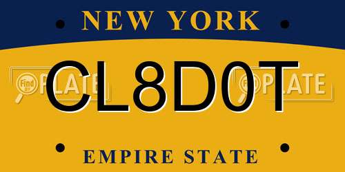 CL8D0T New York License Plate