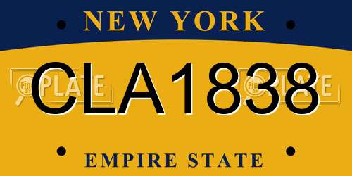CLA1838 New York License Plate