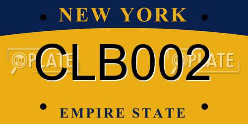 CLB002 New York License Plate