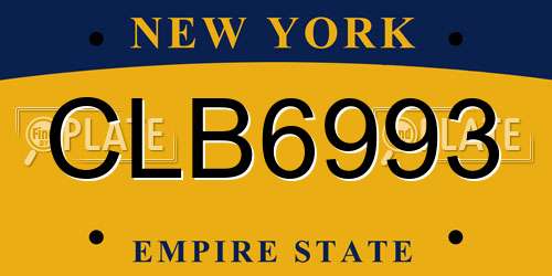 CLB6993 New York License Plate