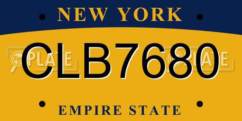 CLB7680 New York License Plate