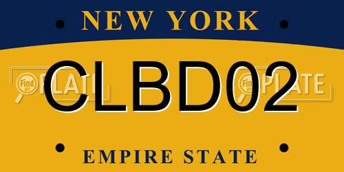 CLBD02 New York License Plate