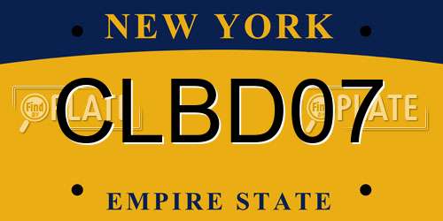 CLBD07 New York License Plate