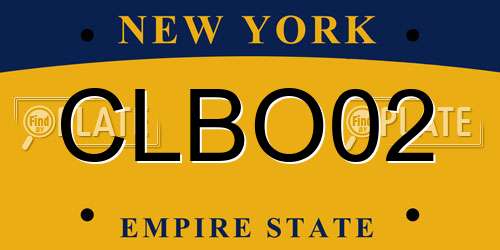CLBO02 New York License Plate