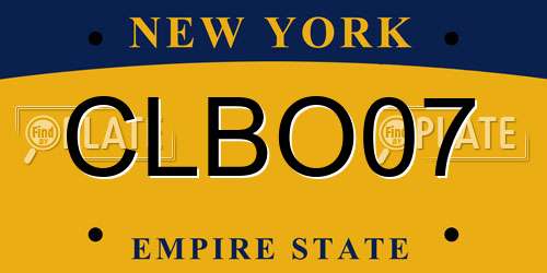 CLBO07 New York License Plate