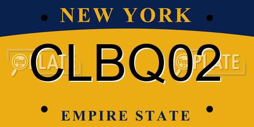 CLBQ02 New York License Plate