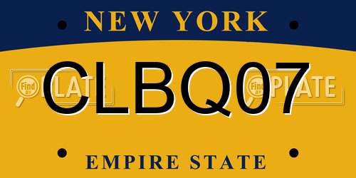 CLBQ07 New York License Plate