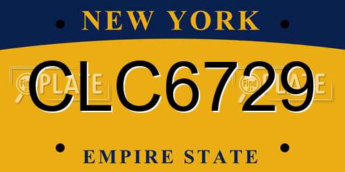 CLC6729 New York License Plate