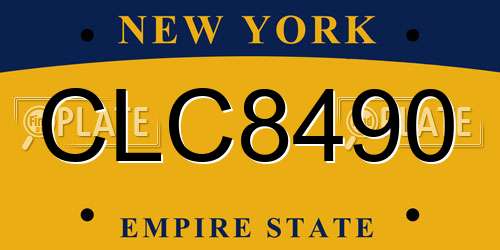 CLC8490 New York License Plate