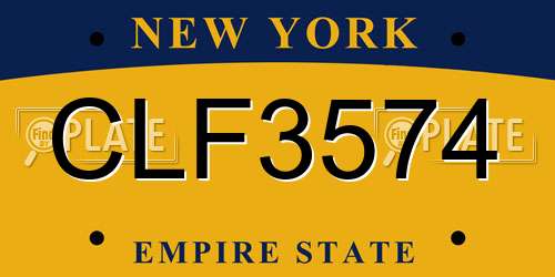 CLF3574 New York License Plate