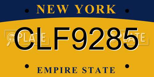 CLF9285 New York License Plate