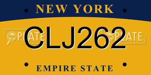 CLJ262 New York License Plate