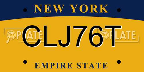 CLJ76T New York License Plate