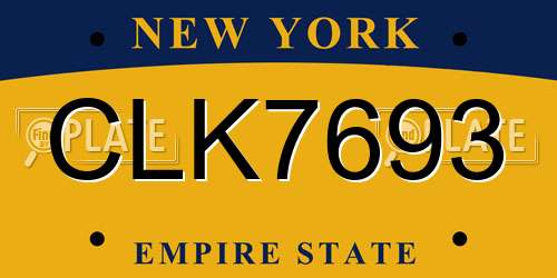 CLK7693 New York License Plate