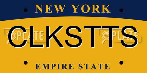 CLKSTTS New York License Plate