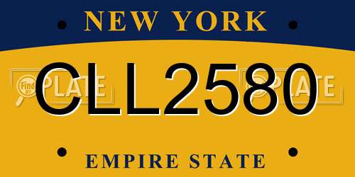 CLL2580 New York License Plate