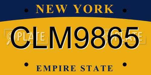 CLM9865 New York License Plate