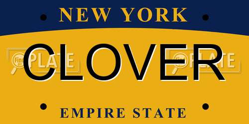 CLOVER New York License Plate