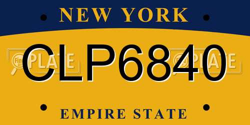 CLP6840 New York License Plate