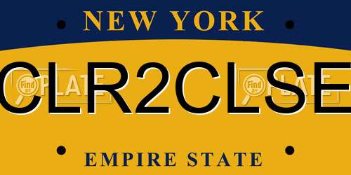 CLR2CLSE New York License Plate