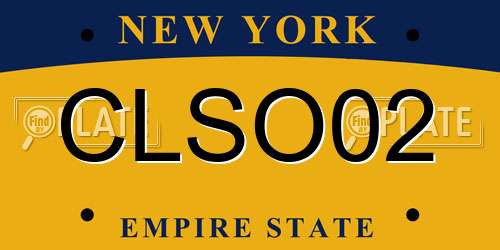 CLSO02 New York License Plate