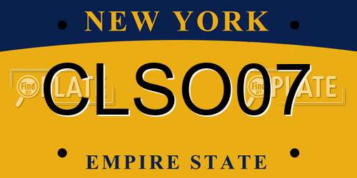 CLSO07 New York License Plate