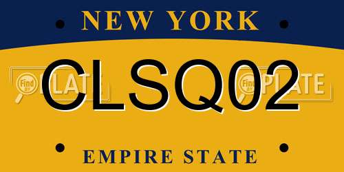 CLSQ02 New York License Plate
